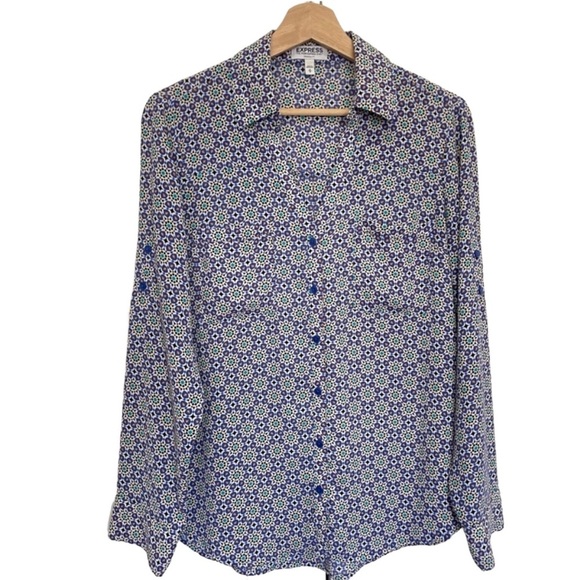 EXPRESS Portofino Shirt in Tile Print - Picture 1 of 6